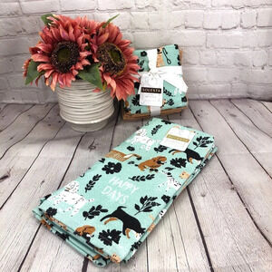 Solesta dish towel and dish cloth set with dogs Happy Days